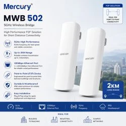 MERCURY MWB 502 compact 5GHz 867Mbps 2km wireless bridge for elevator and construction site monitoring.