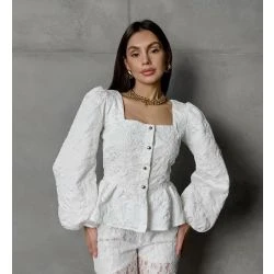 Women Elegant Ivory Peplum Corset Blouse