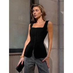 Women Structured Black Corset Fashion Top