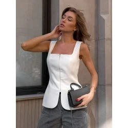 Women Elegant White Corset Office Top