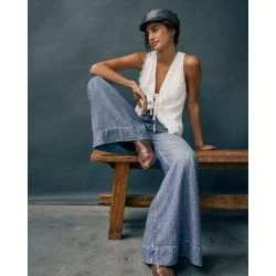 Women White Lace Trim Tie Front Halter Vest Top