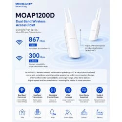 MERCURY MOAP 1200D outdoor dual-band AC1200 wireless AP with high-gain antennas and industrial weatherproofing.