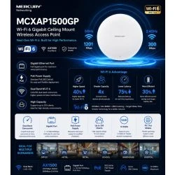 MERCURY MCXAP 1500GP Gigabit AC1500 High-Density Dual-Band Ceiling Mount Access Point